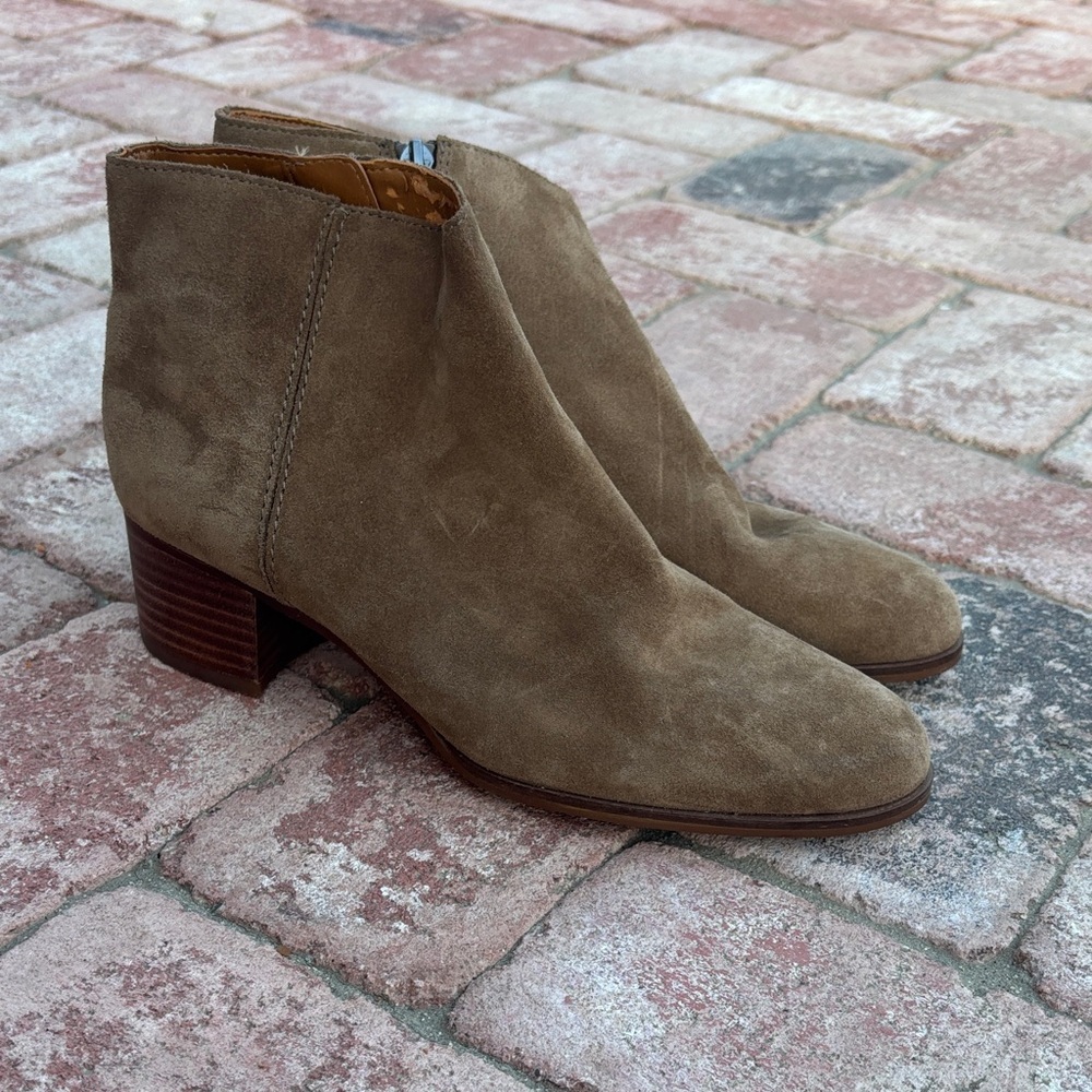 Franco Sarto Women's Suede Ankle Boots - Tan - Picture 12 of 13